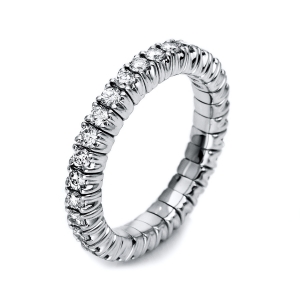 Infinity Memoire Ring 4er-Krappe 18kt Rotgold Flex-Band, variabe, rhod. mit 0,87ct Diamanten