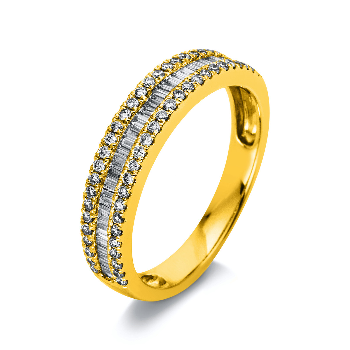 Ring  18kt Gelbgold Fassung rhodiniert mit 0,58ct Diamanten