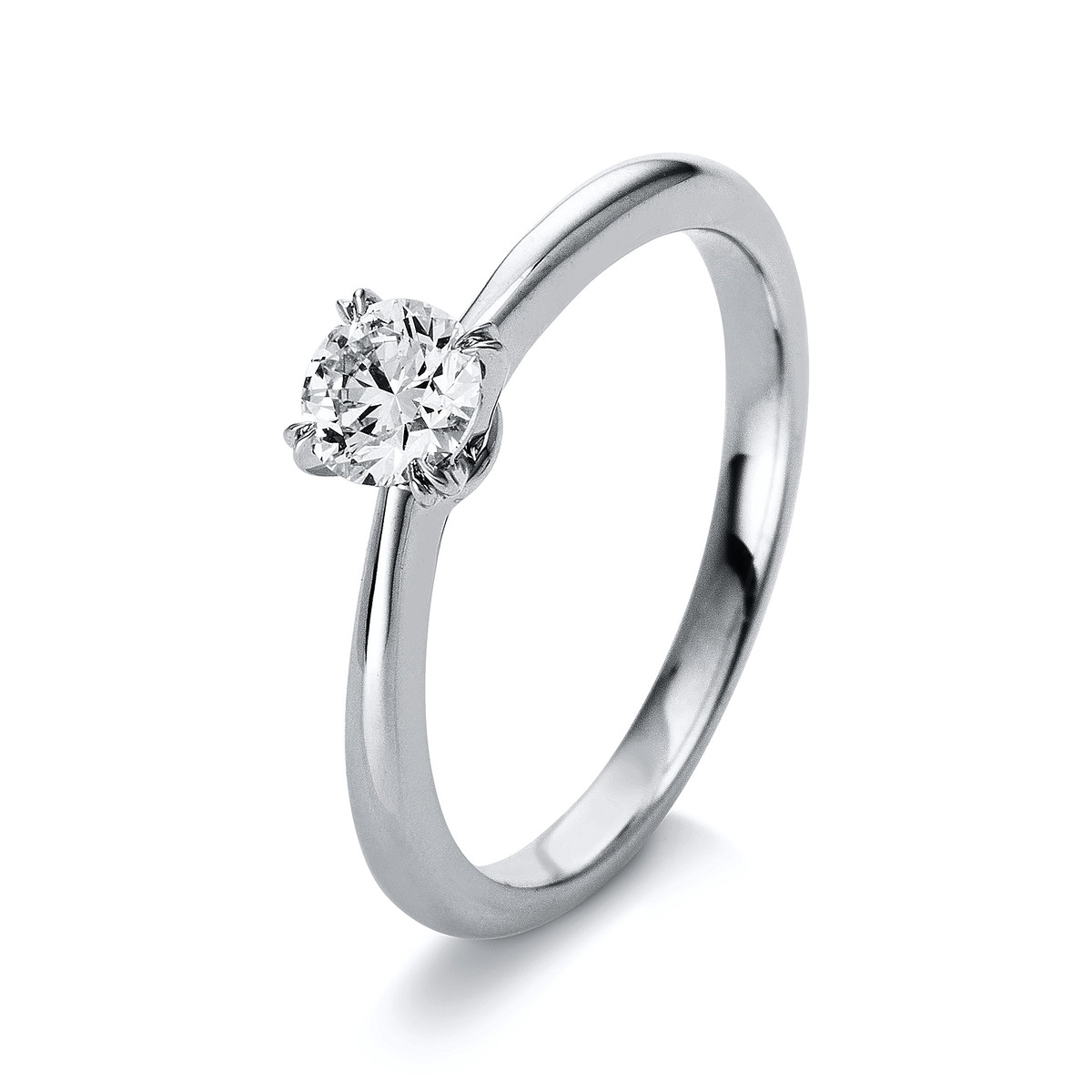 Solitaire Ring 4er-Krappe 18kt Weißgold Platin 950 mit 0,40ct Diamanten