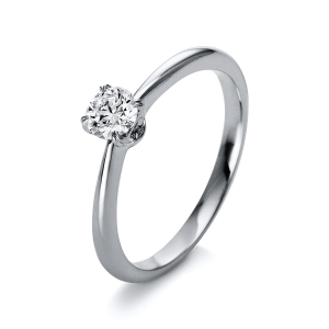 Solitaire Ring 4er-Krappe 18kt Weißgold Platin 950 mit 0,30ct Diamanten