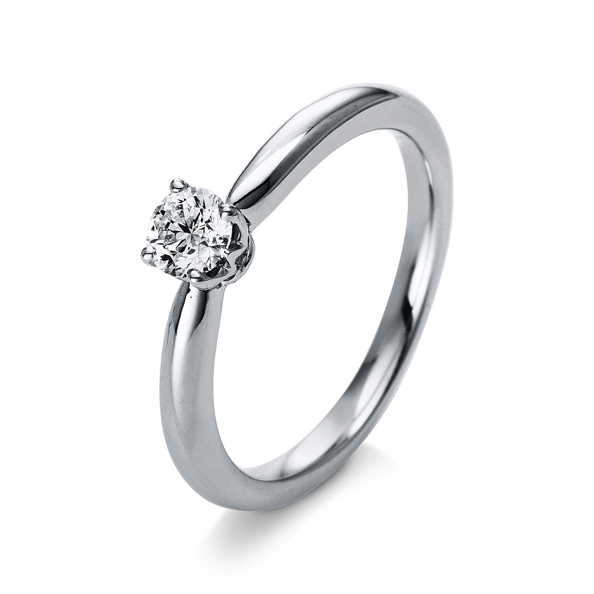 Solitaire Ring 4er-Krappe 18kt Weißgold Platin 950 mit 0,25ct Diamanten