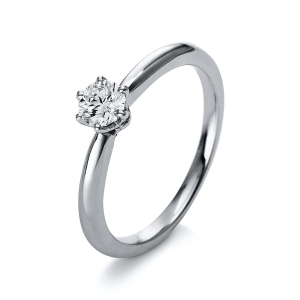 Solitaire Ring 6er-Krappe 18kt Weißgold Platin 950 mit 0,30ct Diamanten