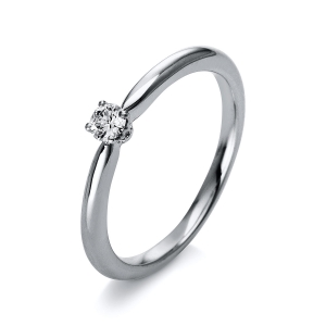 Solitaire Ring 4er-Krappe 18kt Weißgold Platin 950 mit 0,10ct Diamanten