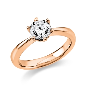 Solitaire Ring 6er-Krappe 18kt Rotgold GIA7392617046 mit 1,00ct Diamanten