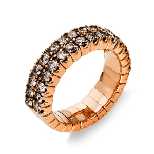 Pavé Ring 4er-Krappe 18kt Rotgold Flex-Band, variabel mit 1,45ct Diamanten