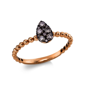 Ring  18kt Rotgold Fassung schwarz rhodiniert Tropfen mit 0,32ct Diamanten