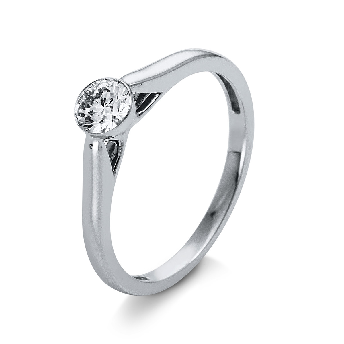 Solitaire Ring Zarge 18kt Weißgold GIA2384456970 mit 0,40ct Diamanten