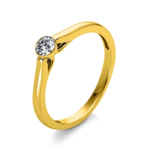 Solitaire Ring Zarge 18kt Gelbgold mit 0,15ct Diamanten