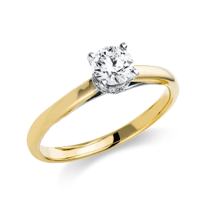 Solitaire Ring mit Seitenbesatz4er-Krappe 18kt Weißgold Gelbgold Platin 950 mit 0,55ct Diamanten