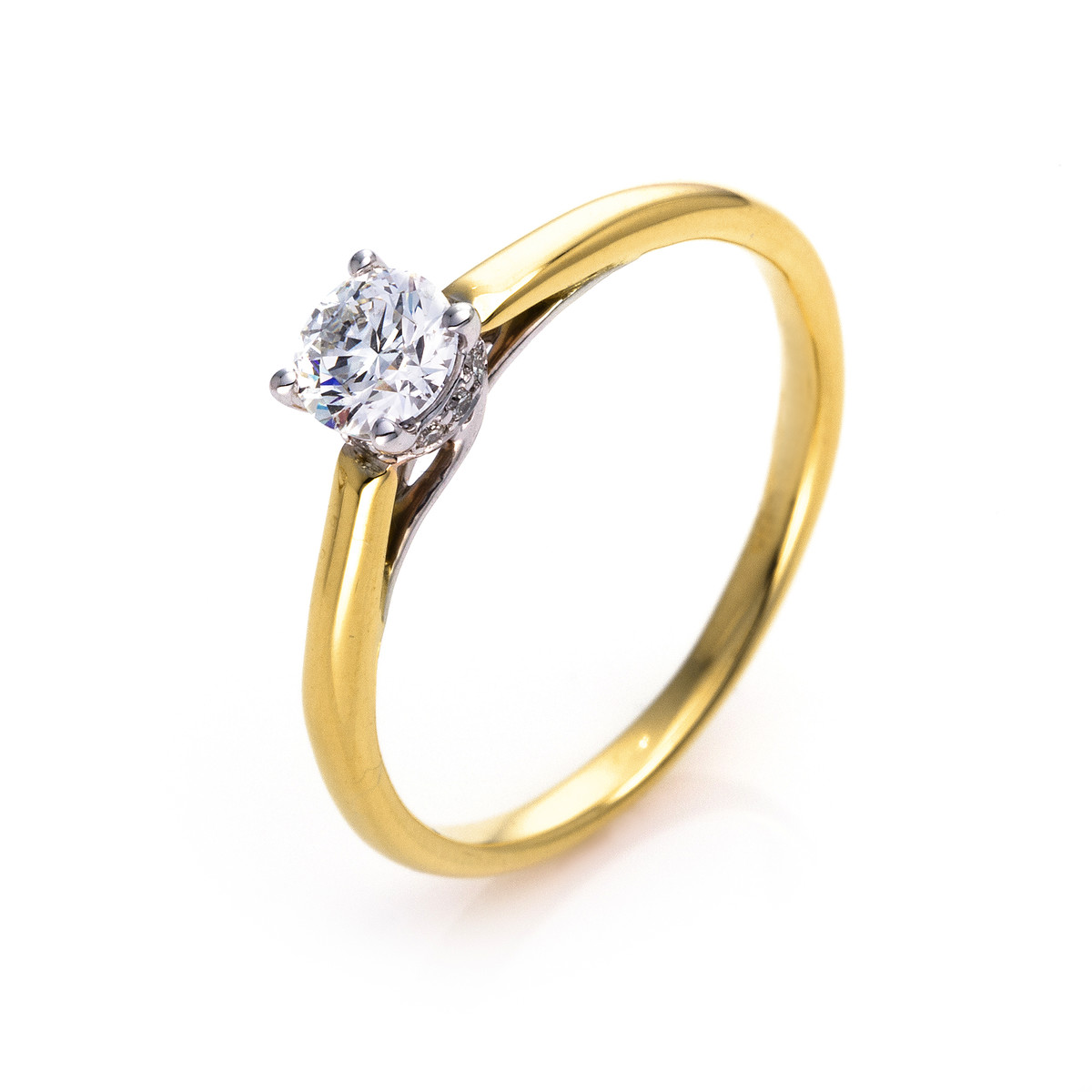 Solitaire Ring mit Seitenbesatz4er-Krappe 18kt Weißgold Gelbgold Platin 950 mit 0,45ct Diamanten