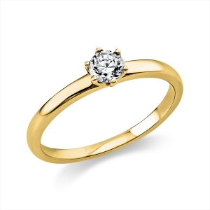 Solitaire Ring 6er-Krappe 18kt Gelbgold mit 0,25ct Diamanten