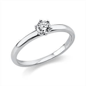 Solitaire Ring 6er-Krappe 18kt Gelbgold mit 0,25ct Diamanten