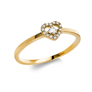 Ring  18kt Gelbgold  Herz mit 0,10ct Diamanten