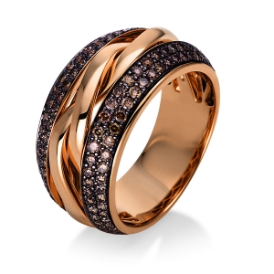 Ring  18kt Rotgold teils schwarz rhodiniert mit 0,88ct Diamanten