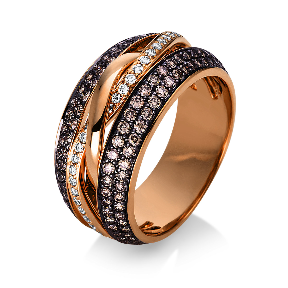 Ring  18kt Rotgold teils schwarz rhodiniert mit 1,10ct Diamanten