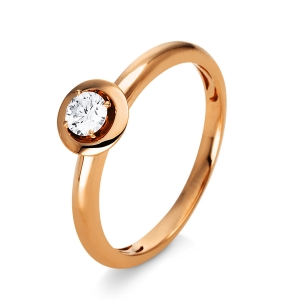 Solitaire Ring Zarge 18kt Rotgold mit 0,20ct Diamanten