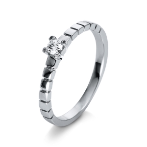 Solitaire Ring 4er-Krappe 18kt Weißgold mit 0,12ct Diamanten