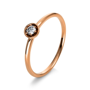 Solitaire Ring 6er-Krappe 18kt Rotgold mit 0,09ct Diamanten