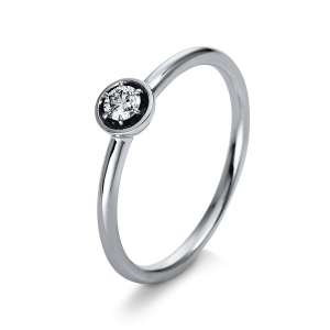 Solitaire Ring 6er-Krappe 18kt Weißgold mit 0,10ct Diamanten