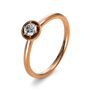 Solitaire Ring 6er-Krappe 18kt Rotgold mit 0,25ct Diamanten