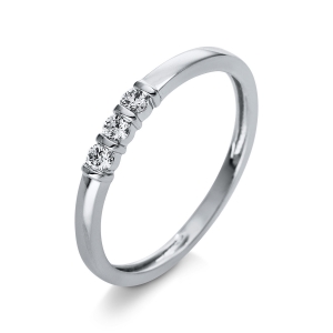 Solitaire Ring mit Seitenbesatz 18kt Weißgold mit 0,11ct Diamanten