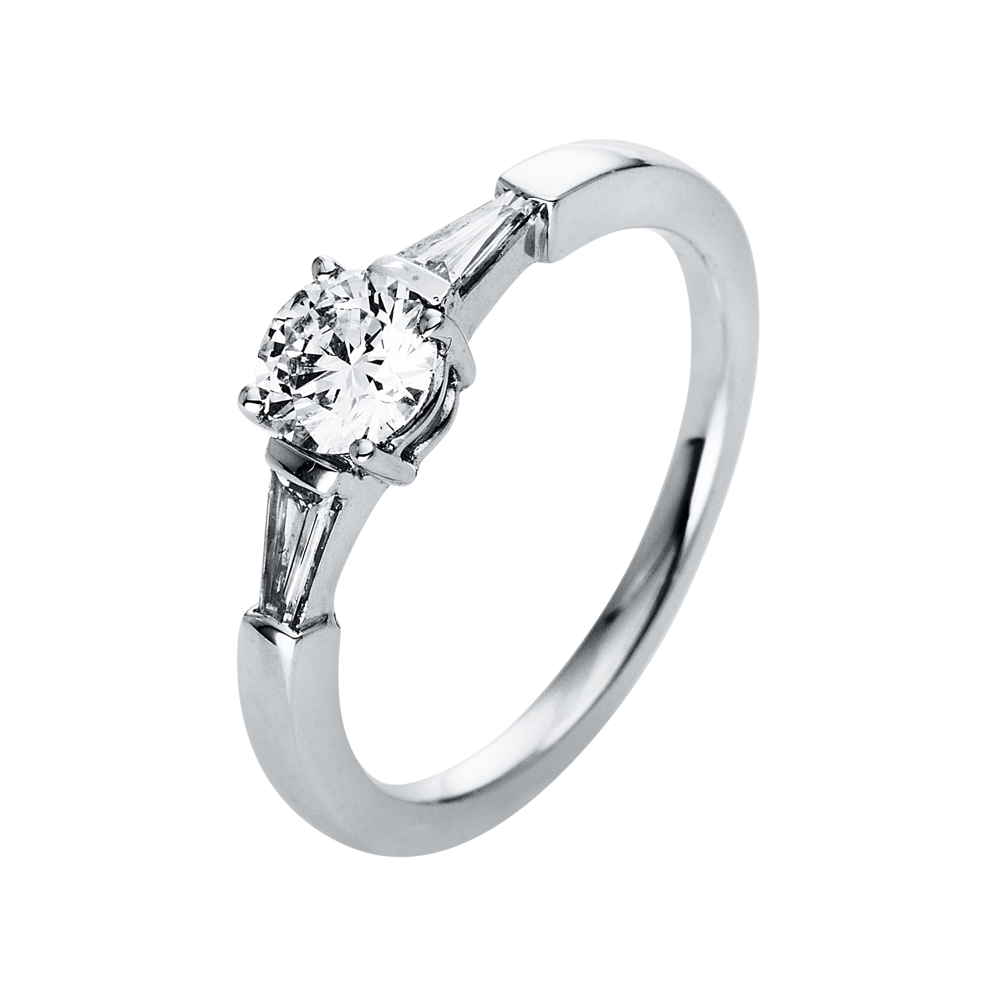 Solitaire Ring mit Seitenbesatz4er-Krappe 950PL Platin mit 0,70ct Diamanten