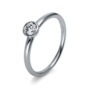 Solitaire Ring Zarge 18kt Weißgold mit 0,27ct Diamanten