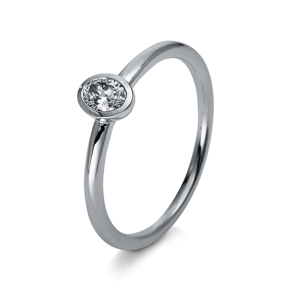 Solitaire Ring Zarge 18kt Weißgold mit 0,25ct Diamanten