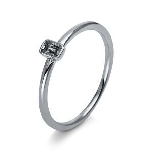 Solitaire Ring Zarge 18kt Weißgold mit 0,19ct Diamanten