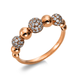 Pavé Ring  18kt Gelbgold  Kugel mit 0,42ct Diamanten