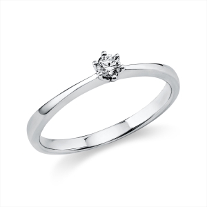 Solitaire Ring 6er-Krappe 14kt Gelbgold mit 0,10ct Diamanten