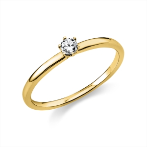 Solitaire Ring 6er-Krappe 14kt Gelbgold mit 0,10ct Diamanten