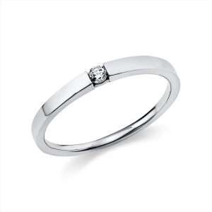 Solitaire Ring  18kt Weißgold mit 0,05ct Diamanten