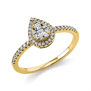 Ring  14kt Gelbgold  Tropfen mit 0,30ct Diamanten