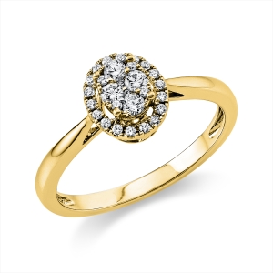 Ring  14kt Gelbgold  Oval mit 0,27ct Diamanten