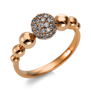 Pavé Ring  18kt Rotgold  Kugel mit 0,44ct Diamanten