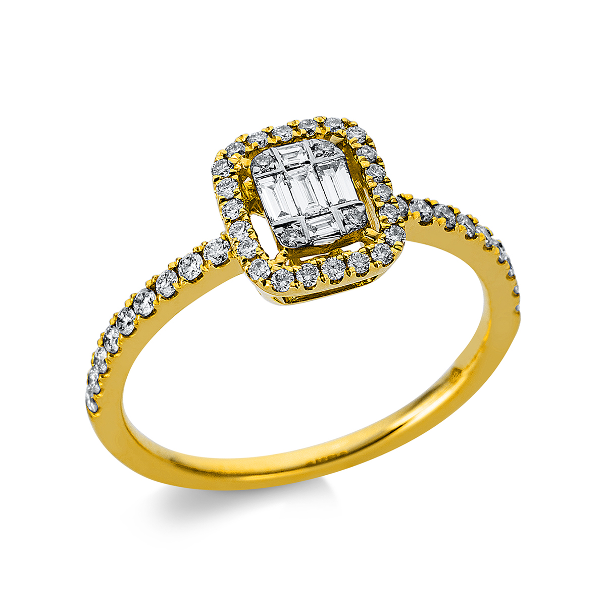 Ring  18kt Gelbgold Fassung rhodiniert mit 0,42ct Diamanten