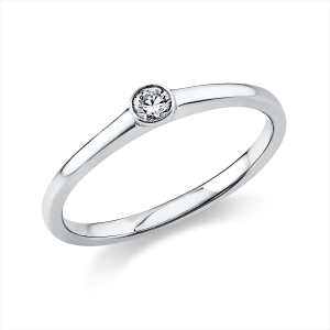 Solitaire Ring Zarge 18kt Gelbgold mit 0,10ct Diamanten