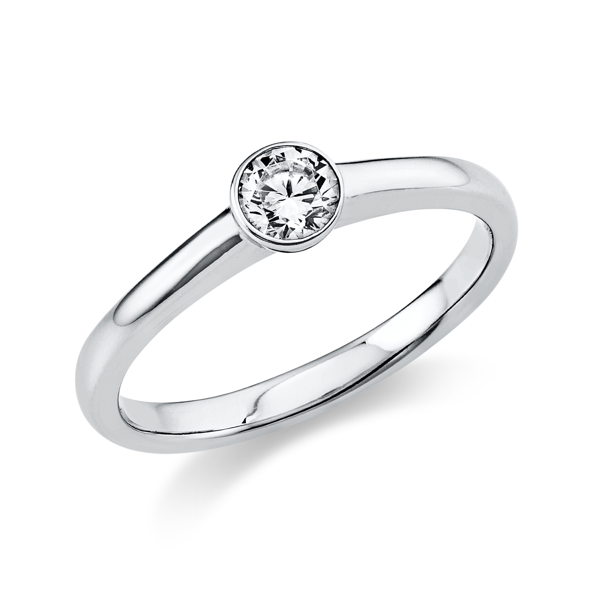 Solitaire Ring Zarge 18kt Weißgold mit 0,25ct Diamanten