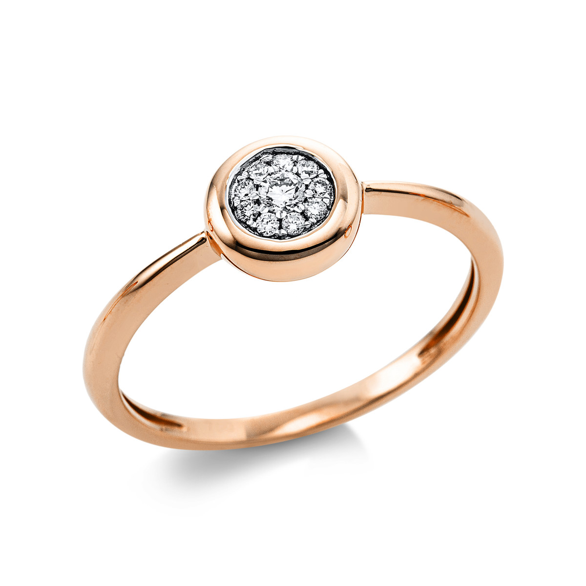 Ring Zarge 18kt Rotgold mit 0,08ct Diamanten