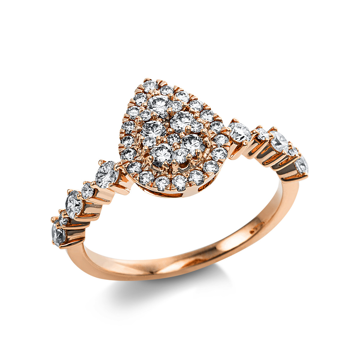 Ring  14kt Rotgold  Tropfen mit 0,78ct Diamanten