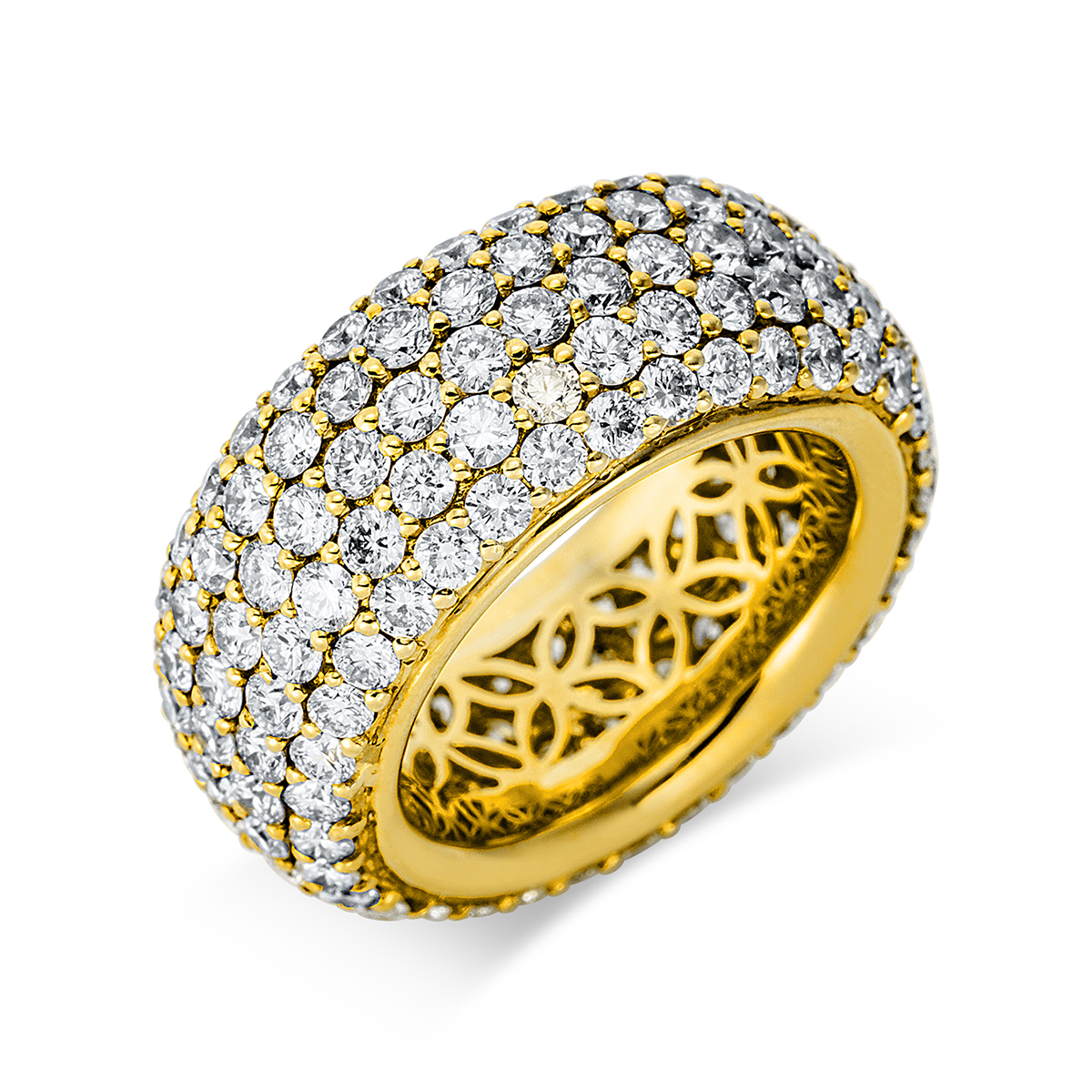 Pavé Ring  18kt Gelbgold mit 6,52ct Diamanten