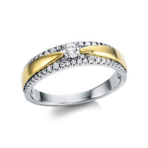 Ring  14kt Weißgold / Gelbgold mit 0,32ct Diamanten