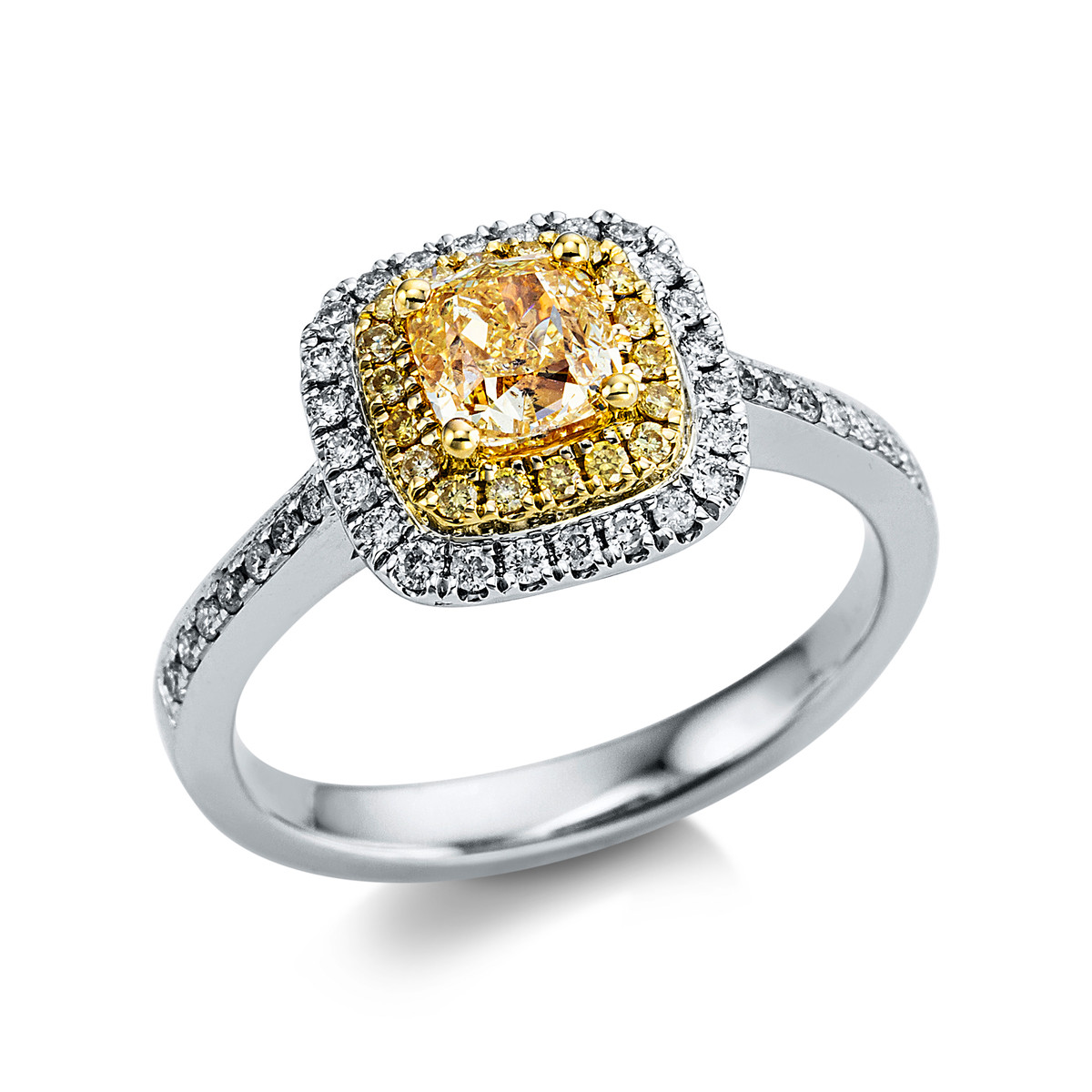 Ring 4er-Krappe 18kt Weißgold / Gelbgold mit 1,13ct Diamanten