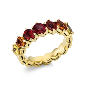 Farbstein Ring   18kt Gelbgold Flex-Band, variabel