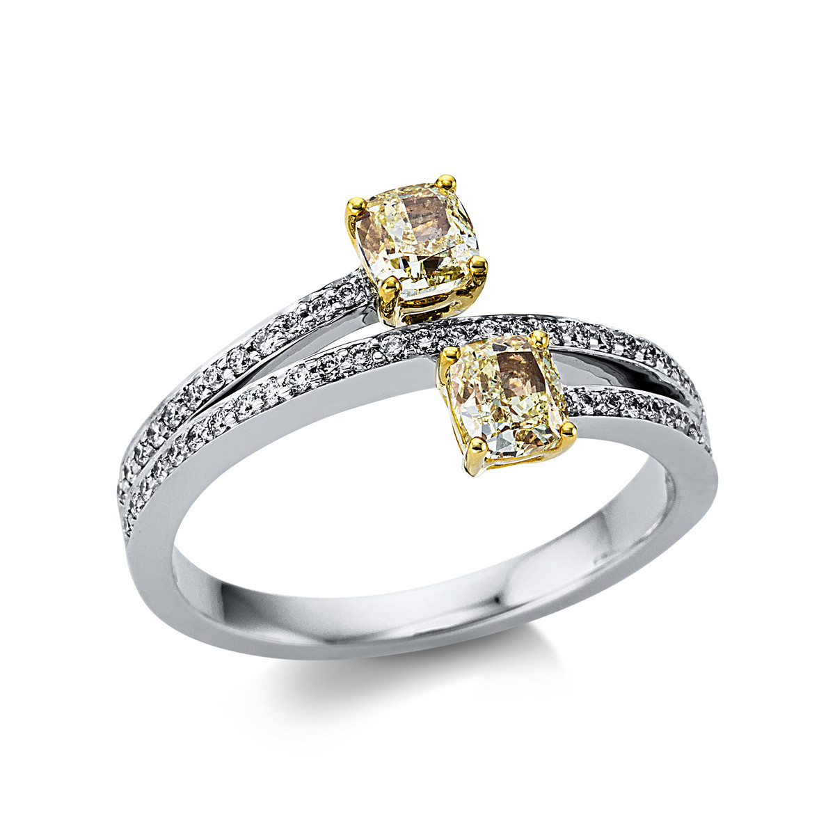 Ring 4er-Krappe 18kt Weißgold / Gelbgold mit 1,00ct Diamanten