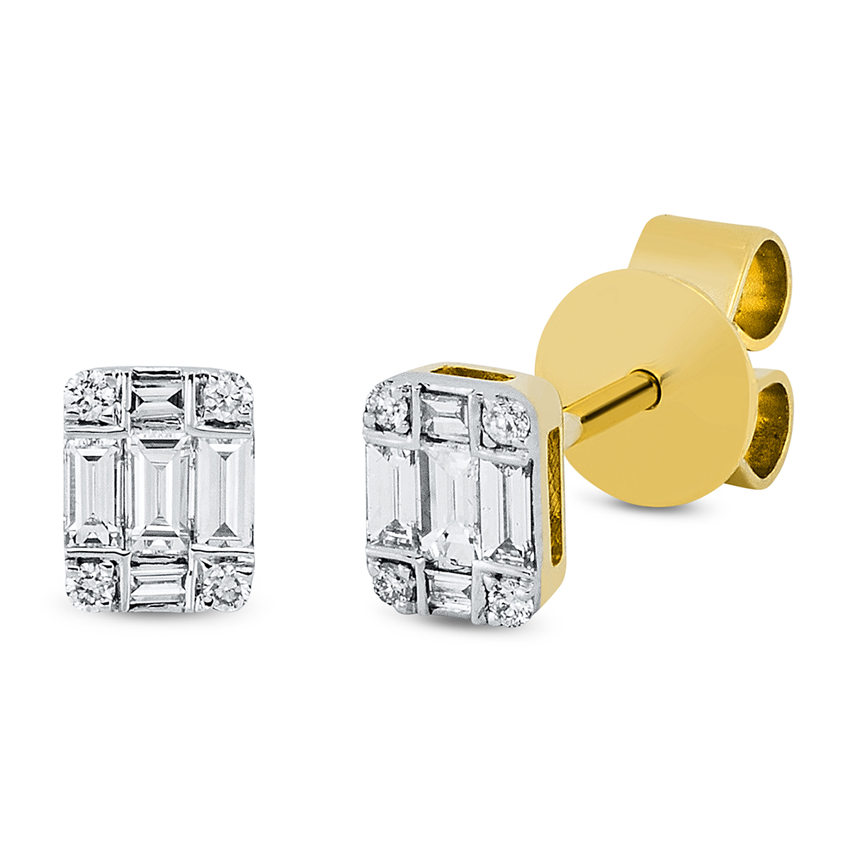 Ohrstecker  18kt Gelbgold Fassung rhodiniert mit 0,28ct Diamanten