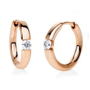 Solitaire Creolen  14kt Rotgold mit 0,16ct Diamanten