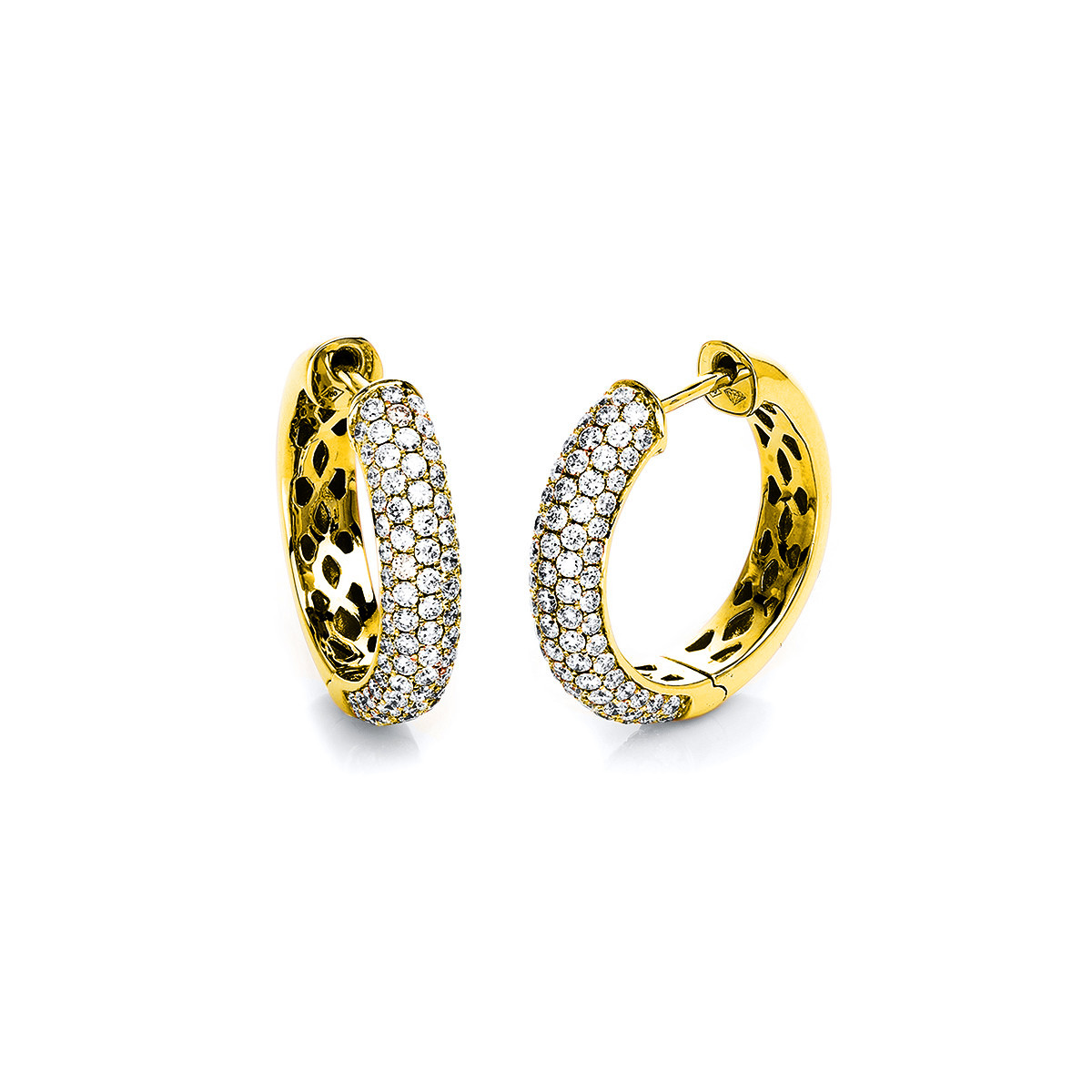 Pavé Creolen  18kt Gelbgold mit 1,34ct Diamanten