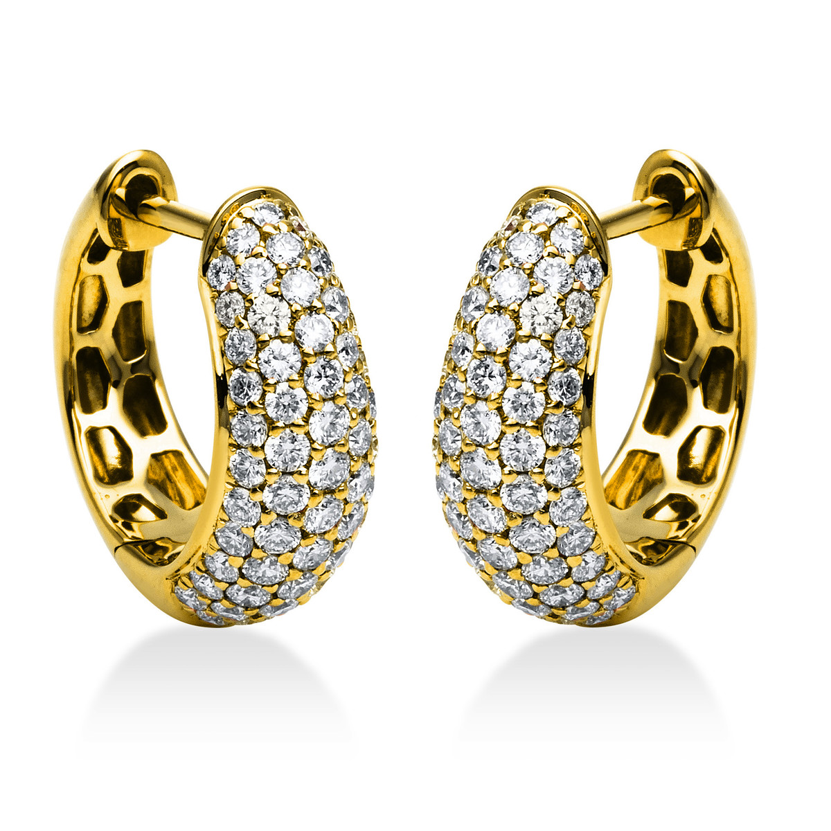 Pavé Creolen  18kt Gelbgold mit 1,21ct Diamanten